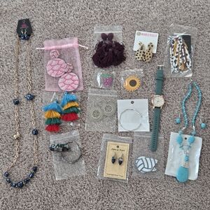 Mixed Lot Earrings, Necklaces, Watch
